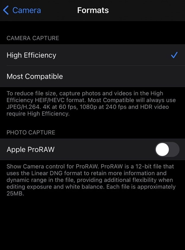 王五镇苹果手机维修分享如何为 iPhone 12 Pro/Max 启用 ProRAW 照片格式 
